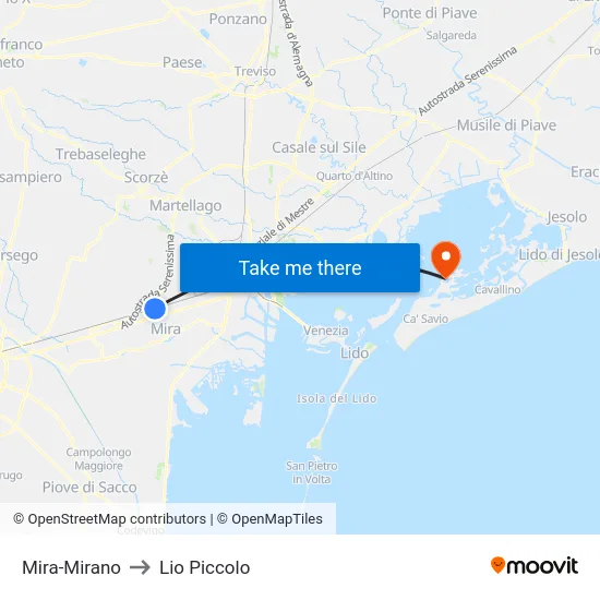 Mira-Mirano to Lio Piccolo map