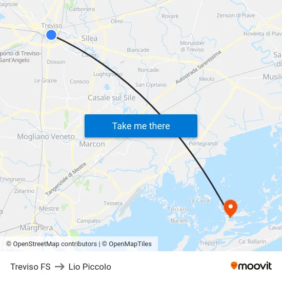 Treviso FS to Lio Piccolo map