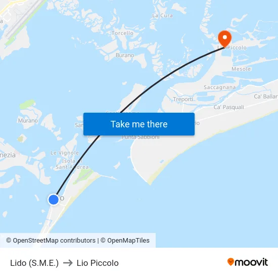Lido (S.M.E.) to Lio Piccolo map