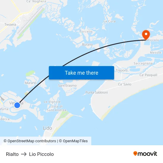 Rialto to Lio Piccolo map