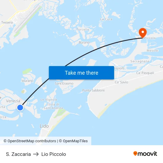 S. Zaccaria to Lio Piccolo map