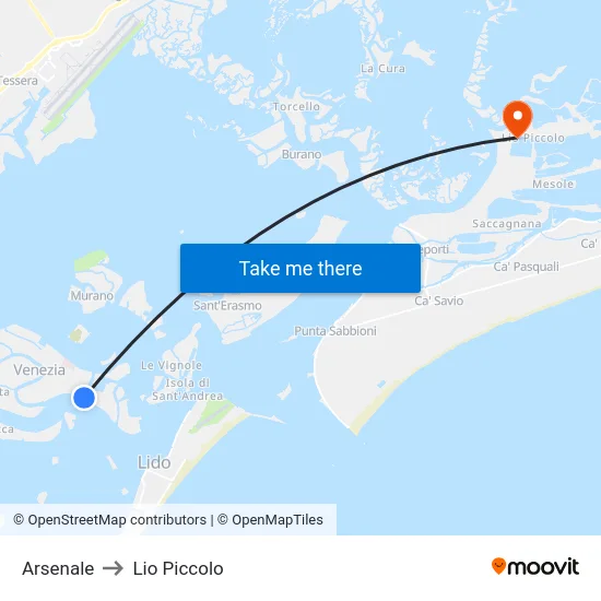 Arsenale to Lio Piccolo map