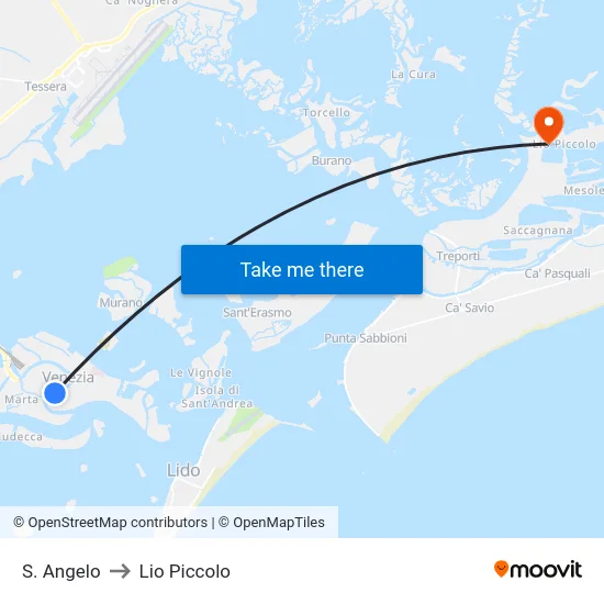 S. Angelo to Lio Piccolo map