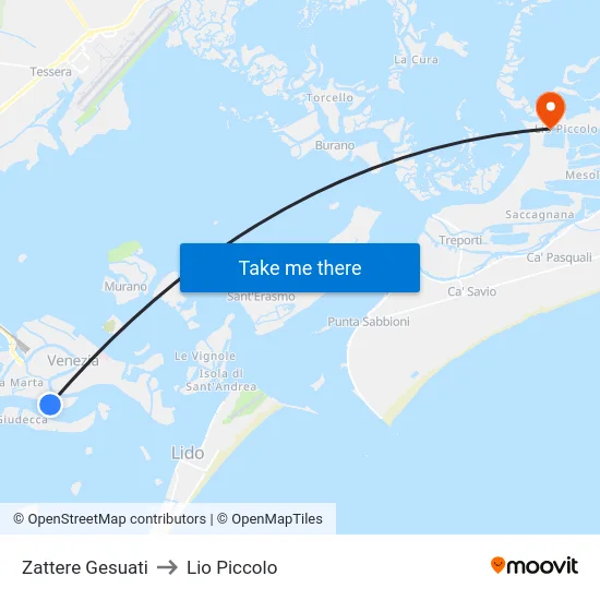 Zattere Gesuati to Lio Piccolo map