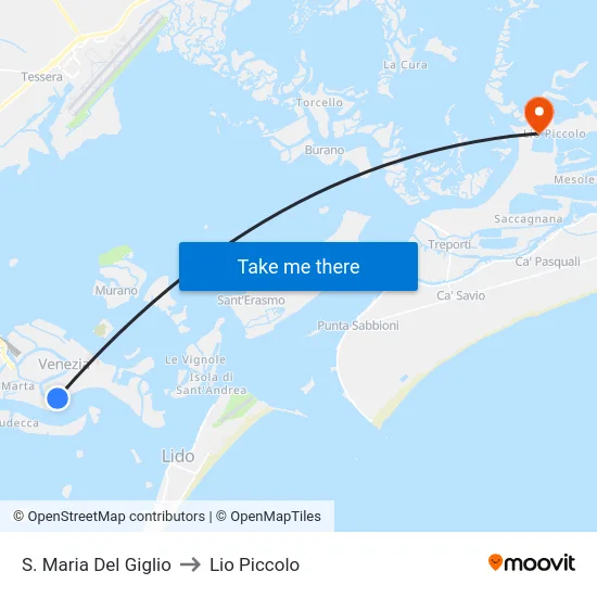 S. Maria Del Giglio to Lio Piccolo map