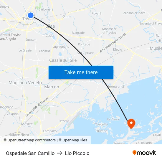 Ospedale San Camillo to Lio Piccolo map