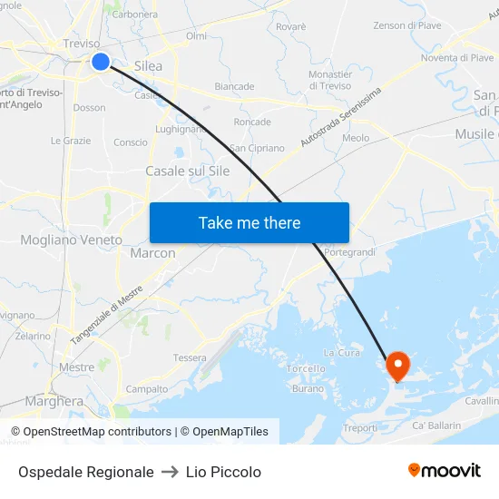 Ospedale Regionale to Lio Piccolo map