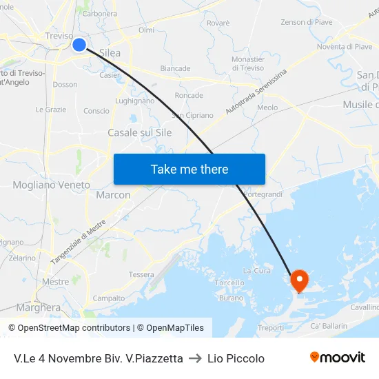 V.Le 4 Novembre Biv. V.Piazzetta to Lio Piccolo map