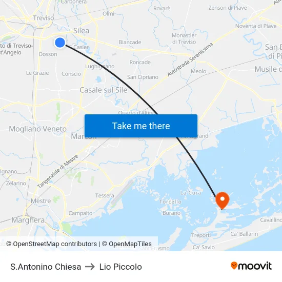 S.Antonino Chiesa to Lio Piccolo map
