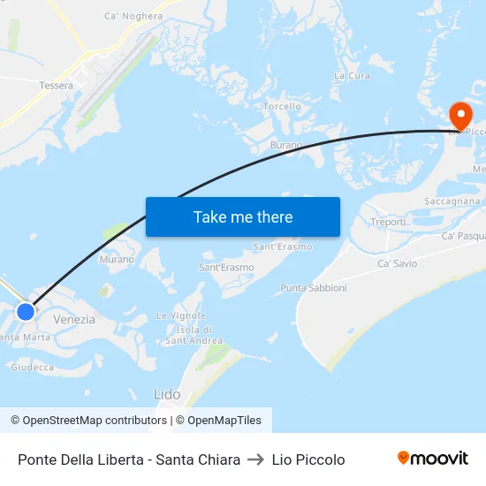 Ponte Della Liberta - Santa Chiara to Lio Piccolo map