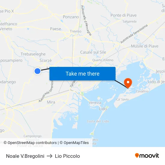 Noale V.Bregolini to Lio Piccolo map