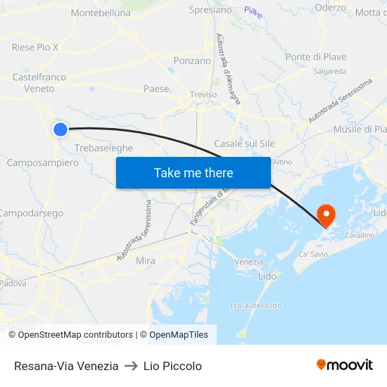 Resana-Via Venezia to Lio Piccolo map