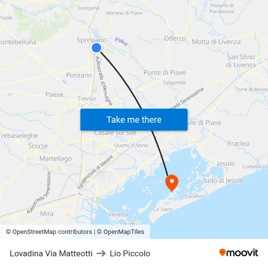 Lovadina Matteotti Street to Lio Piccolo map