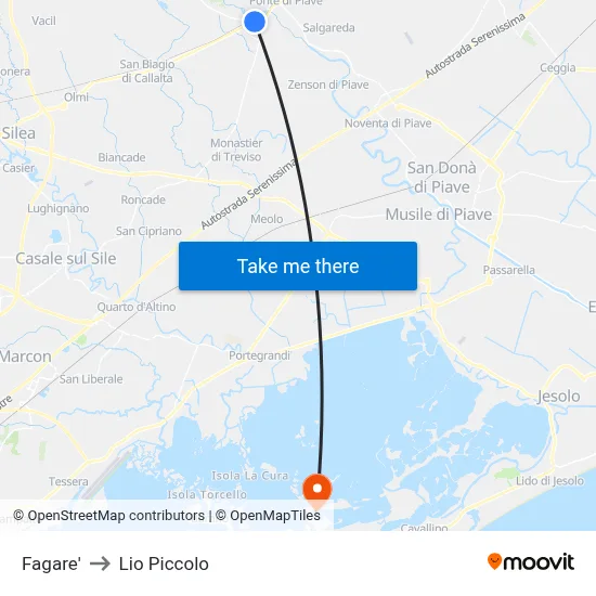 Fagare' to Lio Piccolo map