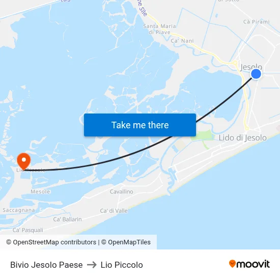 Bivio Jesolo Paese to Lio Piccolo map