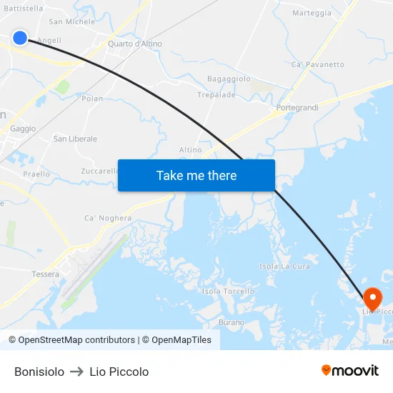 Bonisiolo to Lio Piccolo map
