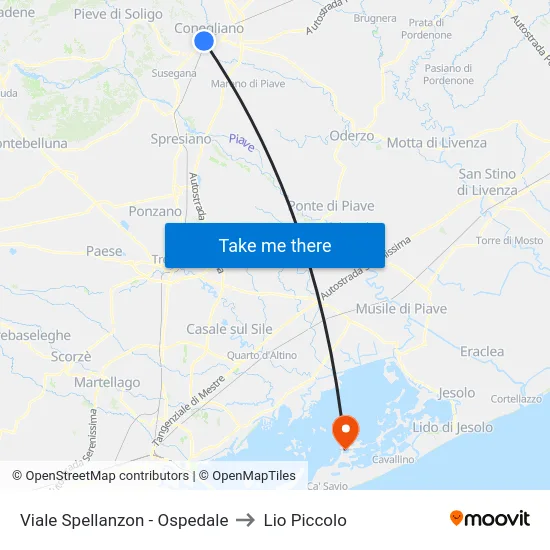 Viale Spellanzon - Ospedale to Lio Piccolo map