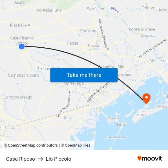Casa Riposo to Lio Piccolo map