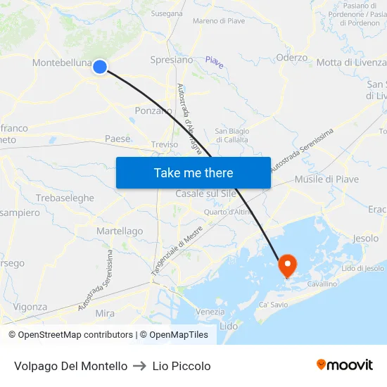 Volpago Del Montello to Lio Piccolo map