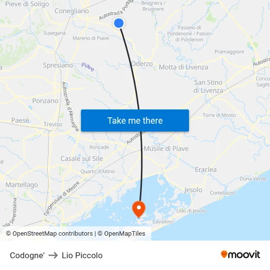Codogne to Lio Piccolo map