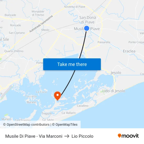 Musile Di Piave - Via Marconi to Lio Piccolo map