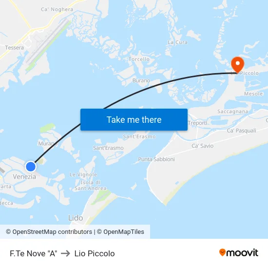 F.Te Nove "A" to Lio Piccolo map