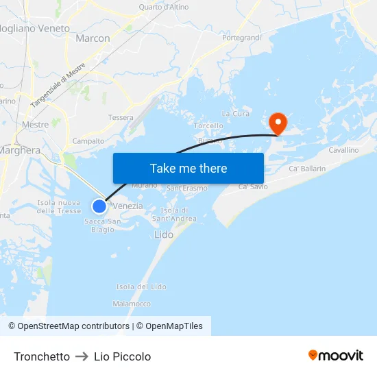 Tronchetto to Lio Piccolo map