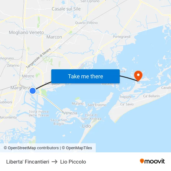 Liberta' Fincantieri to Lio Piccolo map