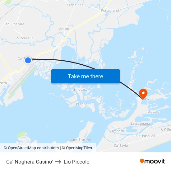 Ca' Noghera Casino' to Lio Piccolo map