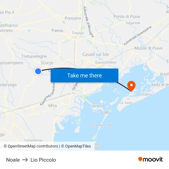 Noale to Lio Piccolo map