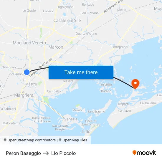 Peron Baseggio to Lio Piccolo map