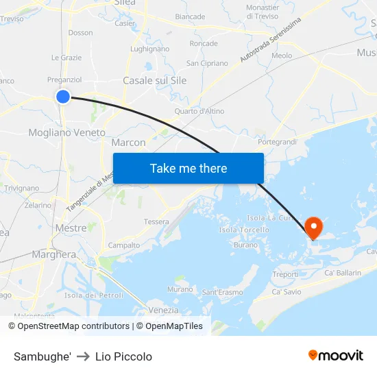 Sambughe to Lio Piccolo map