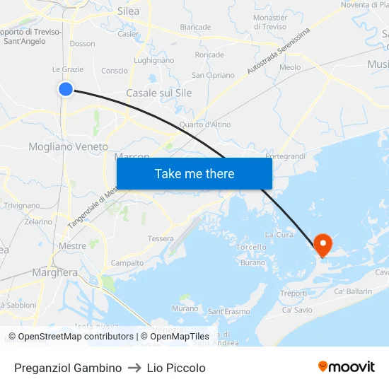 Preganziol Gambino to Lio Piccolo map