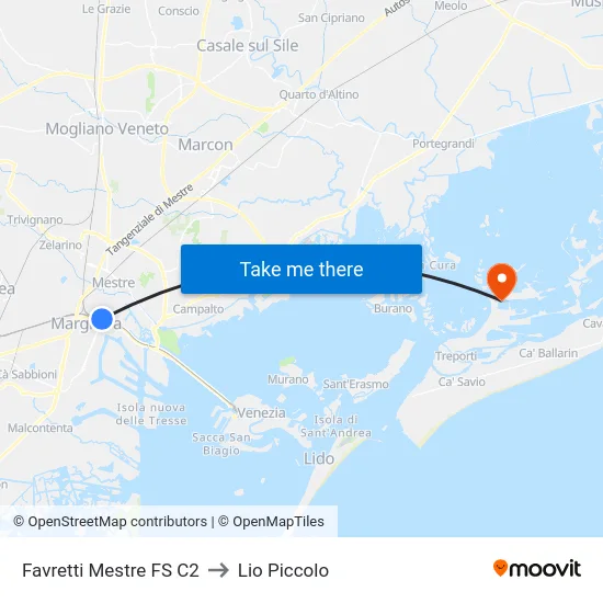 Favretti Mestre FS C2 to Lio Piccolo map