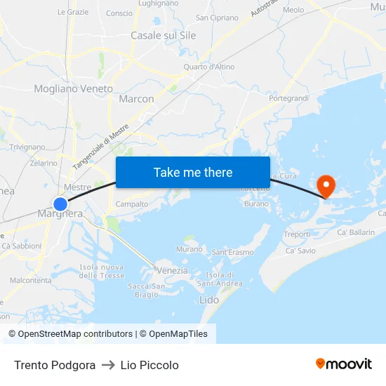 Trento Podgora to Lio Piccolo map