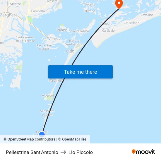 Pellestrina Sant'Antonio to Lio Piccolo map