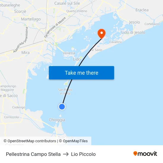 Pellestrina Campo Stella to Lio Piccolo map