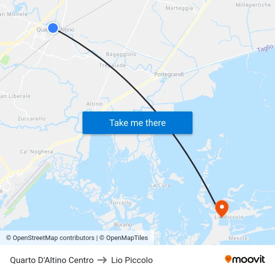 Quarto D'Altino Centro to Lio Piccolo map