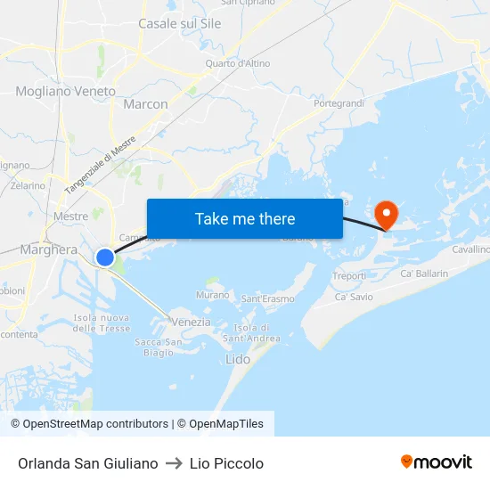 Orlanda San Giuliano to Lio Piccolo map