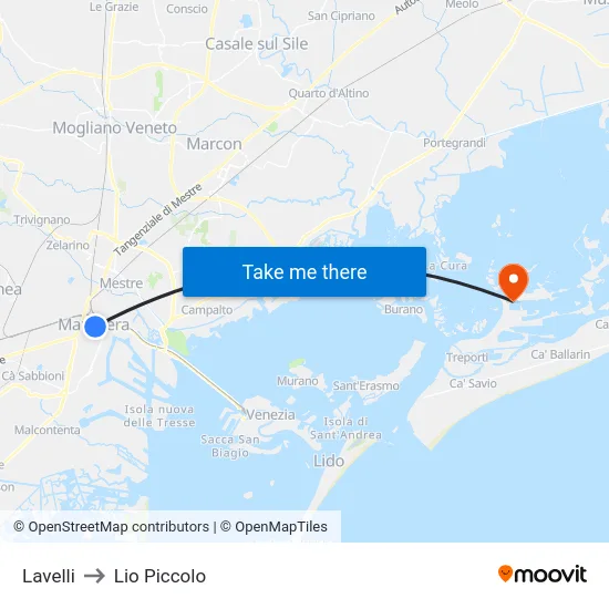 Lavelli to Lio Piccolo map
