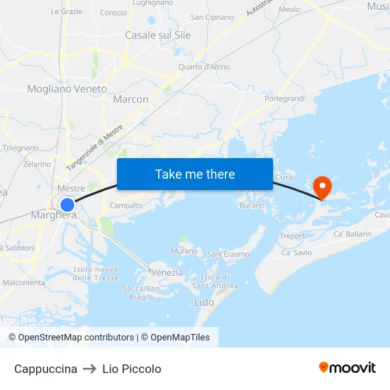 Cappuccina to Lio Piccolo map