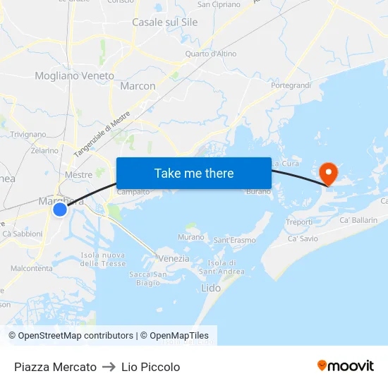 Piazza Mercato to Lio Piccolo map
