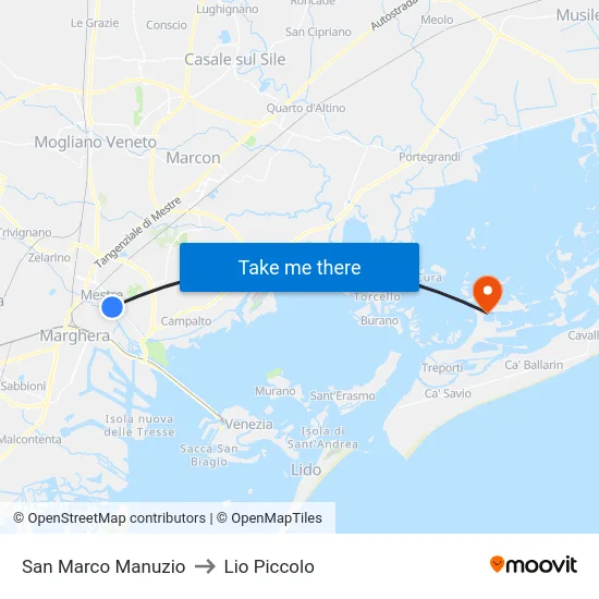 San Marco Manuzio to Lio Piccolo map