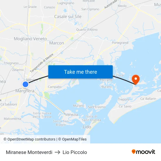Miranese Monteverdi to Lio Piccolo map