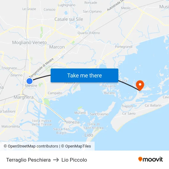 Terraglio Peschiera to Lio Piccolo map