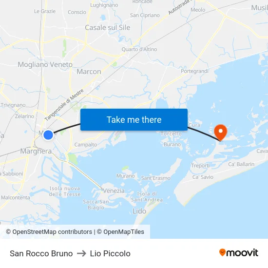 San Rocco Bruno to Lio Piccolo map