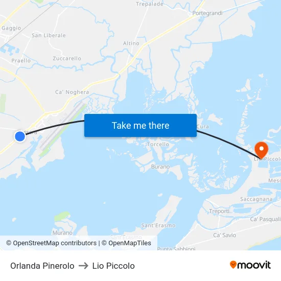 Orlanda Pinerolo to Lio Piccolo map