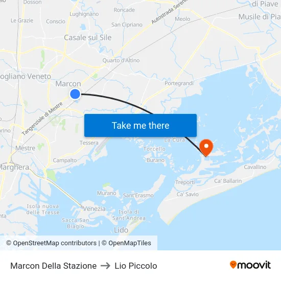 Marcon Della Stazione to Lio Piccolo map