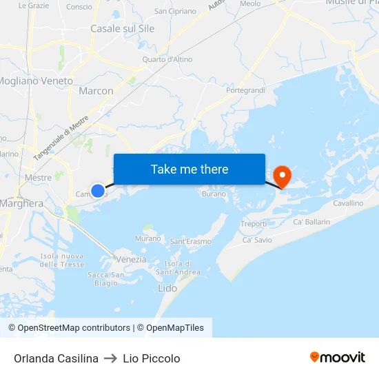 Orlanda Casilina to Lio Piccolo map