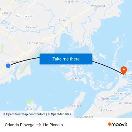 Orlanda Piovega to Lio Piccolo map